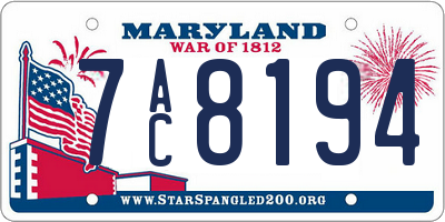 MD license plate 7AC8194