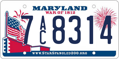 MD license plate 7AC8314