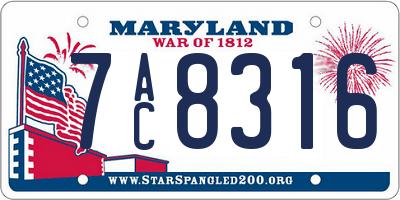 MD license plate 7AC8316