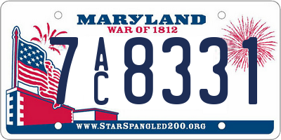 MD license plate 7AC8331