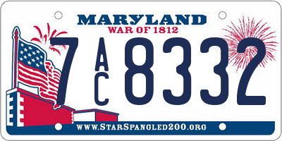 MD license plate 7AC8332