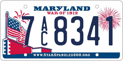 MD license plate 7AC8341