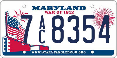MD license plate 7AC8354