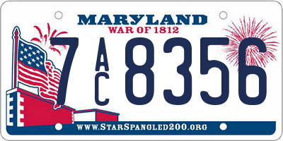 MD license plate 7AC8356