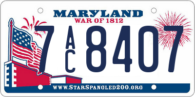 MD license plate 7AC8407