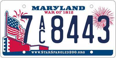 MD license plate 7AC8443