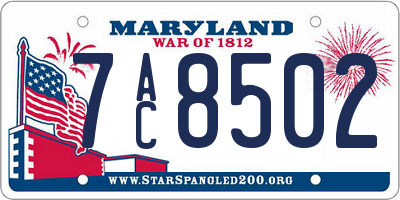 MD license plate 7AC8502