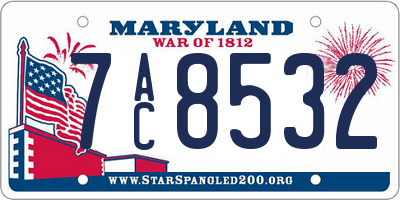 MD license plate 7AC8532