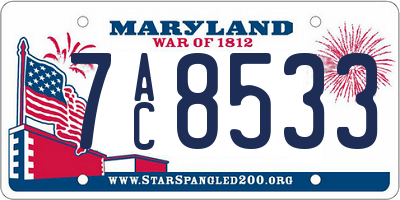 MD license plate 7AC8533