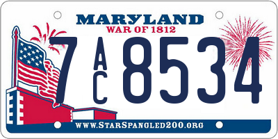 MD license plate 7AC8534