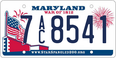 MD license plate 7AC8541