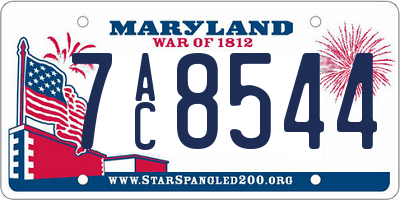MD license plate 7AC8544