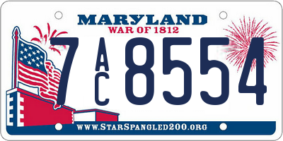 MD license plate 7AC8554
