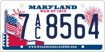 MD license plate 7AC8564