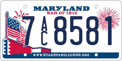 MD license plate 7AC8581