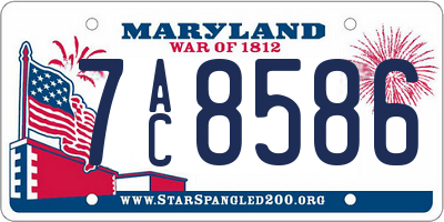 MD license plate 7AC8586
