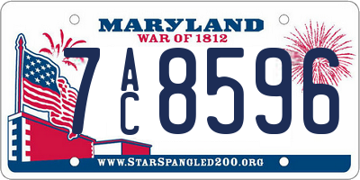 MD license plate 7AC8596