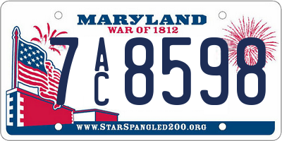 MD license plate 7AC8598
