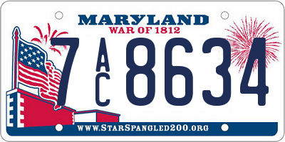MD license plate 7AC8634
