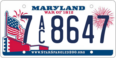 MD license plate 7AC8647