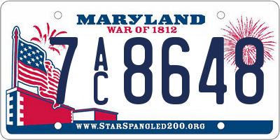 MD license plate 7AC8648