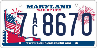 MD license plate 7AC8670