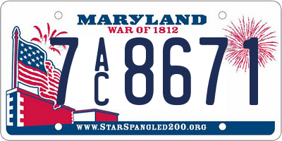 MD license plate 7AC8671