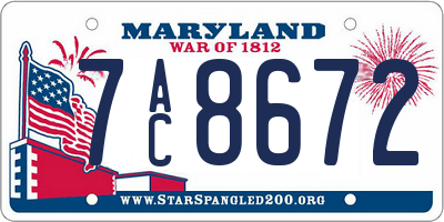 MD license plate 7AC8672