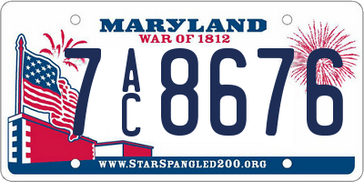 MD license plate 7AC8676