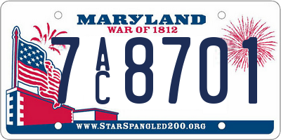 MD license plate 7AC8701