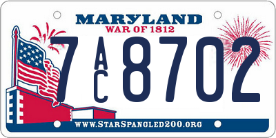 MD license plate 7AC8702