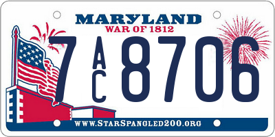 MD license plate 7AC8706