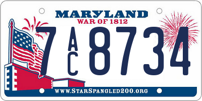 MD license plate 7AC8734