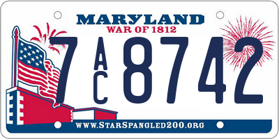 MD license plate 7AC8742