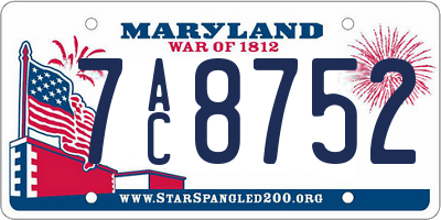 MD license plate 7AC8752
