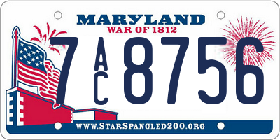 MD license plate 7AC8756