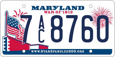 MD license plate 7AC8760