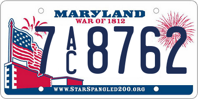 MD license plate 7AC8762