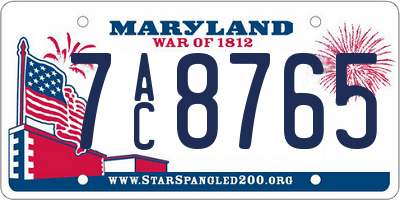 MD license plate 7AC8765
