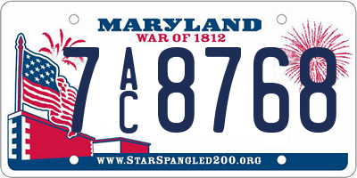 MD license plate 7AC8768