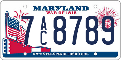 MD license plate 7AC8789