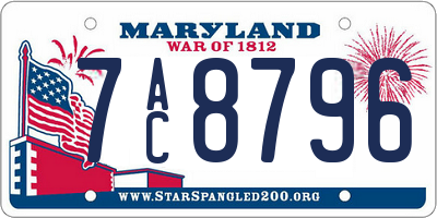 MD license plate 7AC8796