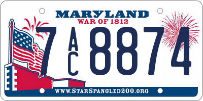 MD license plate 7AC8874
