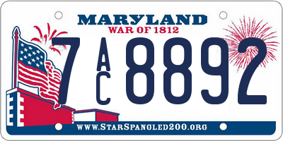 MD license plate 7AC8892