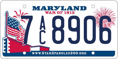 MD license plate 7AC8906