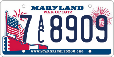 MD license plate 7AC8909