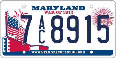 MD license plate 7AC8915