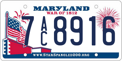MD license plate 7AC8916