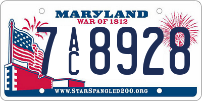MD license plate 7AC8928