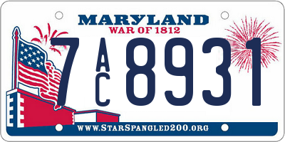 MD license plate 7AC8931
